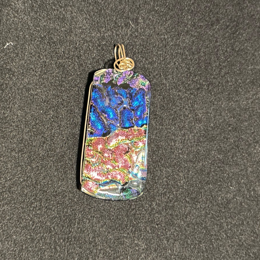 Paula Morikami-Multicolor Glass Pendant with Gold Accent